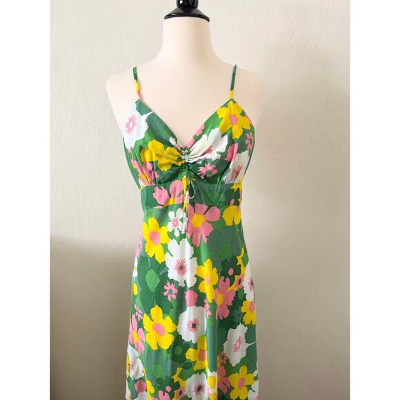 Faithfull the Brand Shayna Midi Dress Size M US 6 La Palma Green Floral Print - Picture 5 of 9